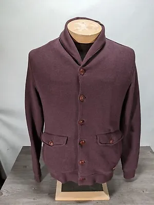 TED BAKER LONDON Men Shawl Collar Button Cardigan Maroon - Size 3 • $34.99