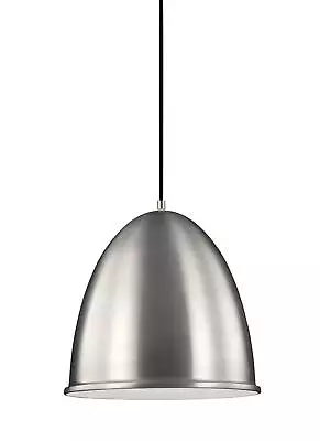 Sea Gull Lighting Hudson Street 1 Light Satin Aluminum Pendant • $19.99