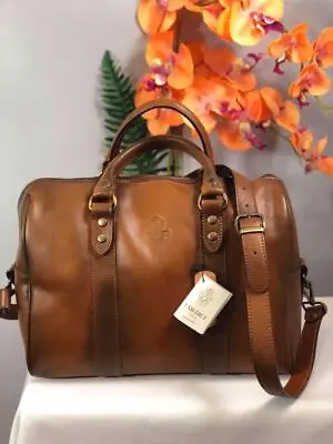 NWT I MEDICI Brown Italian Genuine Leather Medium Satchel Bag Made In Italy • $197.99