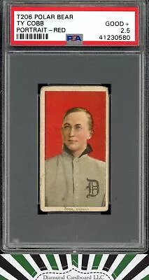 1909 T206 Polar Bear Ty Cobb PSA 2.5 GD+  Red Background Portrait • $5845