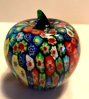 Murano Style Glass Multi Colored Apple Paperweight 3.75 Inches Tall • $24.99