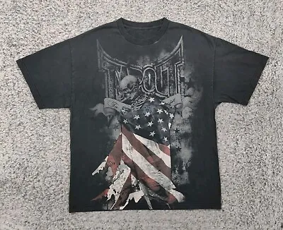 TapOut Skeleton American Flag Y2K T Shirt Mens XL Distressed MMA Fight UFC Faded • $34.88