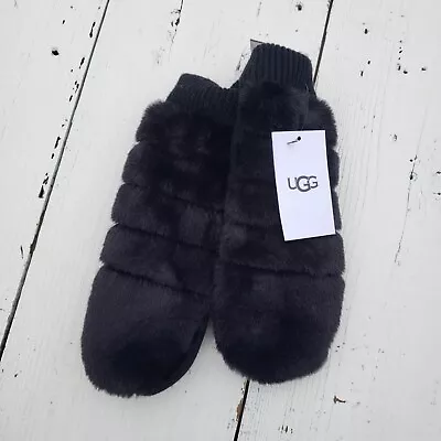 UGG All Over Faux Fur Mittens Womens Glove Black Sz S/M NEW • $35