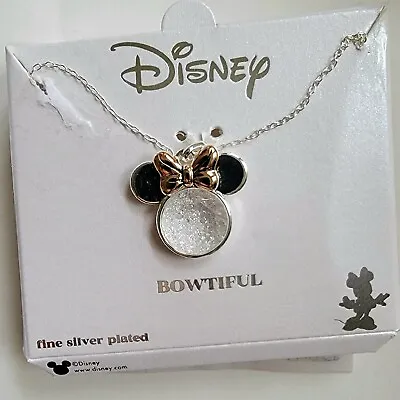 Disney Minnie Mouse Bowtiful Fine Silver Plated Necklace New WITHOUT Box • $10.50