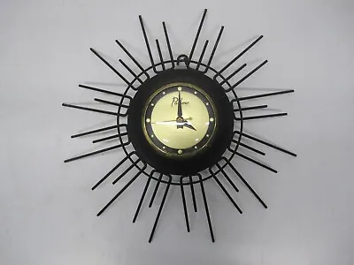 Vtg MCM Paskow T4 Electric Wall Clock Lanshire Movement Sunburst Starburst Works • $119.95