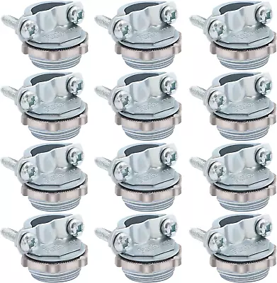 Fuzbaxy 12pcs 1/2Inch Clamp Type Cable Connectors For Metallic Conduit Protect • $19.48