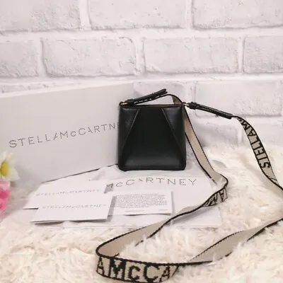 Stella McCartney Micro Shoulder Bag Hobo Crossbody Black Beige Leather Women • $233