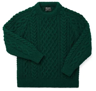 Filson Wool Fisherman's Sweater 20205484 Hemlock Scottish Irish Cable Hand Knit • $299.99