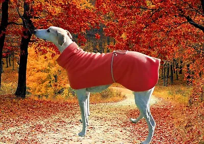 £22 • Buy Greyhound / Lurcher / Whippet Fleece Coat - Burnt Orange & Heart Buttons