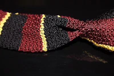 Polo Ralph Lauren Crunchy Knit Navy Maroon Gold Snake Stripe Square Tip Tie NR • $9.99