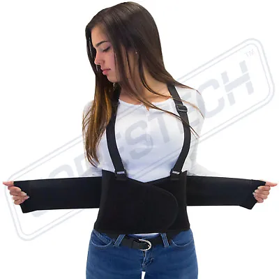 Heavy Duty Lift Lumbar Lower Back Waist Support Belt Brace Suspenders For Work • $16.49
