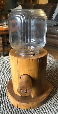 Vintage Wooden Glass Globe Candy Marble Peanut Dispenser Rustic Look Hand Made • $19