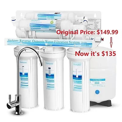 Geekpure 6 Stage Reverse Osmosis Water Filter System-Alkaline Filter 75 GPD Used • $135