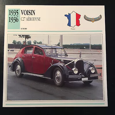 Voisin C27 Aerodyne 1935-1936 Spec Sheet Info Card • $5.94