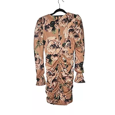 ELLE ZEITOUNE Long Sleeve Floral Ruched Dress Women's Size 6 Party Event • $49.95