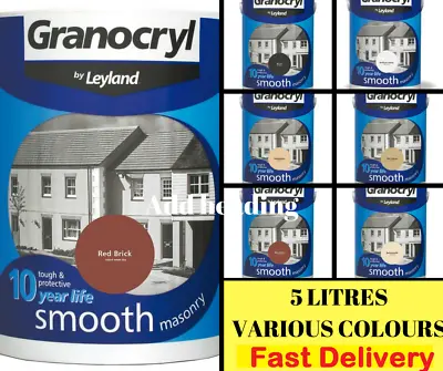 Granocryl Leyland 5L Litres Smooth Masonry Outside Outdoor Paint Various Colours • £20.99