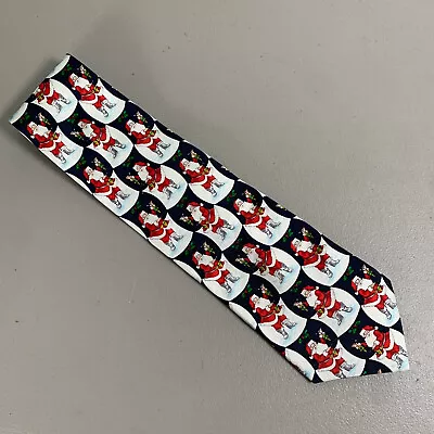 Vintage Christmas Silk Necktie Holiday Tie Santa Claus JC Penney MMG Mens • $11.99