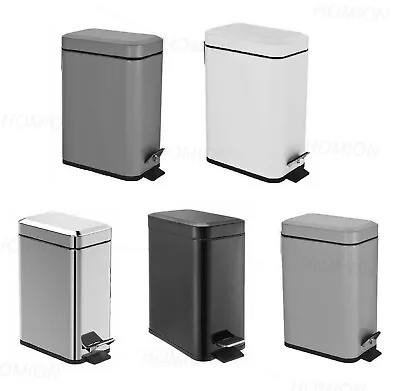 5l 5 Liter Bathroom Toilet Slim Pedal Bin Dust Rubbish Waste Bin Matt Finish • £14.91