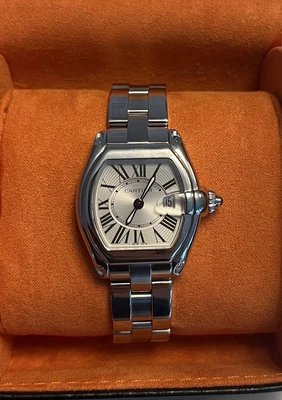 $2300 • Buy CARTIER Roadster SM W62016V3 Date Silver Dial Quartz Ladies Watch - USA Seller