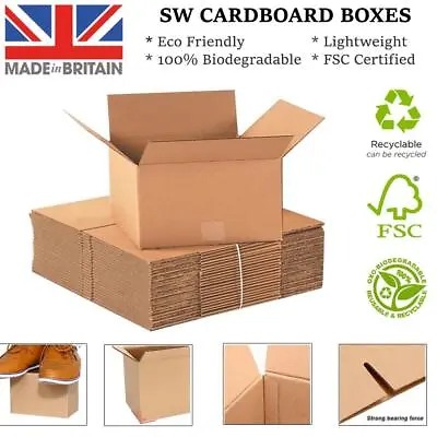 Cardboard Boxes Single Wall Packing Cartons Storage Removals Mailing Post Box • £9.29