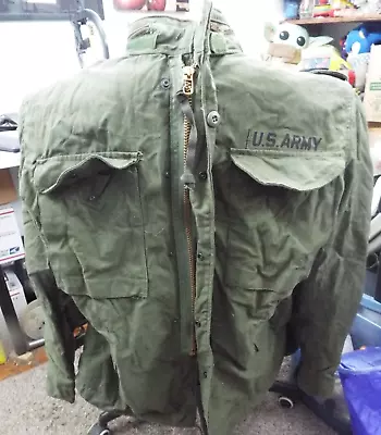 Vintage Jacket Army Military Combat Field Coat Olive Green Small • $50