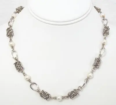 Chunky Michael Dawkins Beaded Sterling & Pearl Toggle 17 ½” Necklace 56.4g • $110