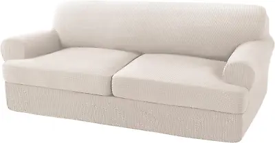 3 Pieces Sofa Covers T Cushion Sofa Slipcovers For 2 Sofa (2 Cushion) Ivory • $66.99