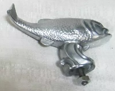 Vintage Bass Fish Auto Hood Ornament Topper Polished Aluminum USA Made • $55