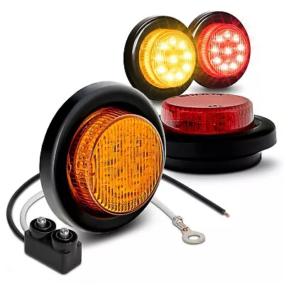 4pc DOT Grommet Flush-Mount Amber + Red 2 Inch Round Trailer LED Marker Lights • $21.50