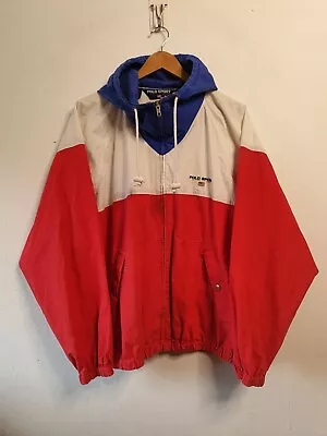 Vintage Polo Sport Ralph Lauren Windbreaker Jacket Adult Large Colourblock 1990s • $139