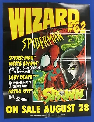 Wizard Spider-man Meets Spawn Vintage Folded Promo Poster 1996 J. Scott Campbell • $5