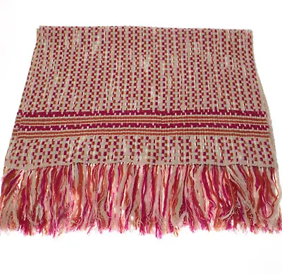 Bajra NWOT 100% Cashmere Handmade Scarf One Size In Tan/Pink/Orange W/ Fringe • $449.99