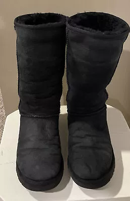 UGG Australia Classic Tall Black Suede Boots Women's 7 #5815 • $29.99