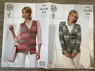 King Cole Knitting Pattern: Ladies Waistcoat & Cardigan DK 32-42  4256 • £3.68