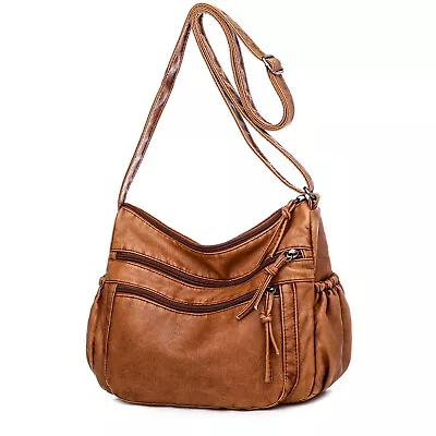 Women Vintage Crossbody Shoulder Bag Soft PU Leather Lightweight Handbag Purse • $16.50