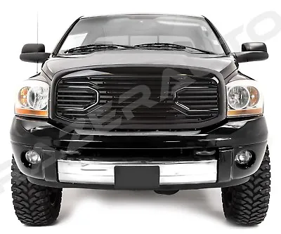 Front Gloss Black Big Horn Grille+Replacement Shell For 06-09 Dodge RAM 2500+350 • $296.88