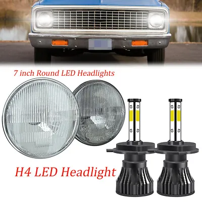 2* Diamond 7Inch Round Led Headlight Hi-Lo FOR Chevy C10 C20 G10 G20 Nova Pickup • $125.45