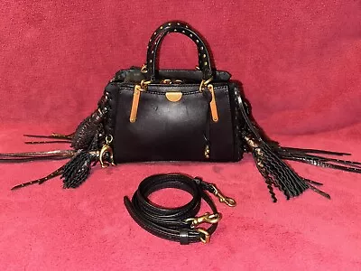COACH Chelsea Champlain Dreamer 21 Black Leather Fringes Runway Limited Edition • $399.99