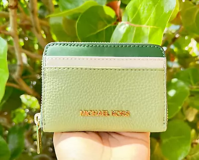 Michael Kors Jet Set Travel Md Zip Around Card Case Wallet Green Multi • $54