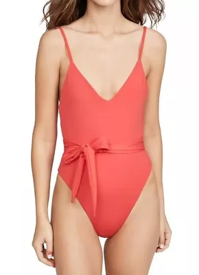 MARA HOFFMAN Gamela Belted One-Piece Swimsuit Vitality Red Size Medium $260 NEW • $95