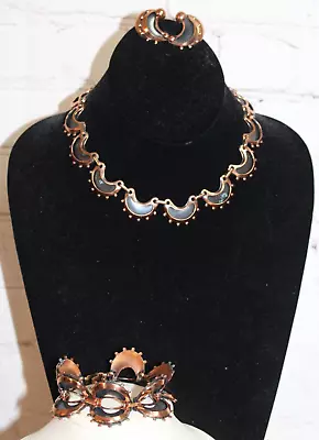 P - Vtg ~ Matisse Renoir Necklace Solid Copper W/Black Enamel Crecent Moons • $124.99