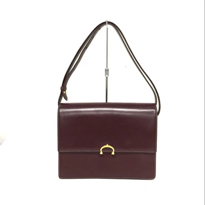 $109.35 • Buy Murt De CARTIER Leather Shoulder Bag BURGUNDY From Japan 011 5983280