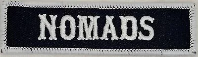 NOMADS Motorcycle White And Black Title Rank Tag Embroidered Iron On Patch • $5.99