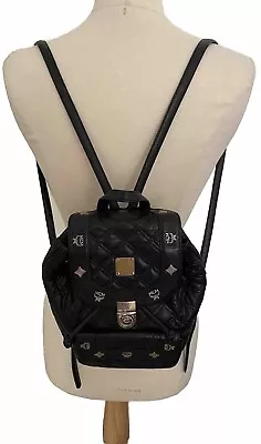 MCM Black Leather Quilted Backpack Germany • $69.99