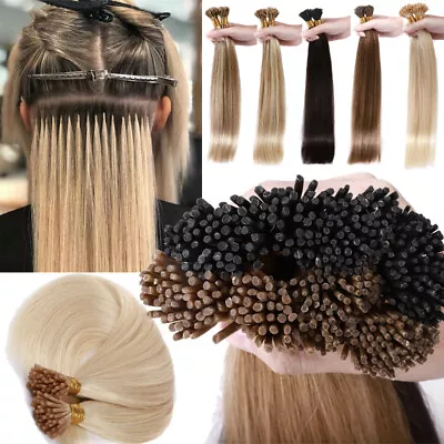 16 -24  7A Stick I Tip Micro Ring Remy Human Hair Extensions Thick 100G 1G/S • $38.47
