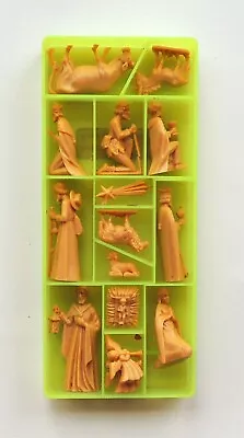 Vtg Nativity Set Mini Plastic Figurines Diorama Crafts Box Of 15 Pieces GERMANY • $6.99