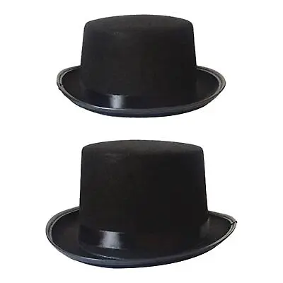 Black Top Hat Magician Steampunk Top Hats Adults Unisex Cap Headwear Dress Up • £5.98