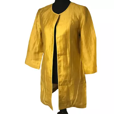 Chicos Bright Gold Linen Blend Longline Jacket • $25