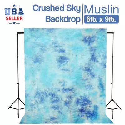 LS 6'x9' Hand Painted Muslin Background Photo Studio Blue Tie Dyed Backdrop • $30.04