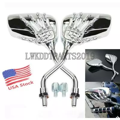 2x Motorcycle Chrome Skull Hand Mirrors For Suzuki Marauder VZ 1600 800 Intruder • $27.02